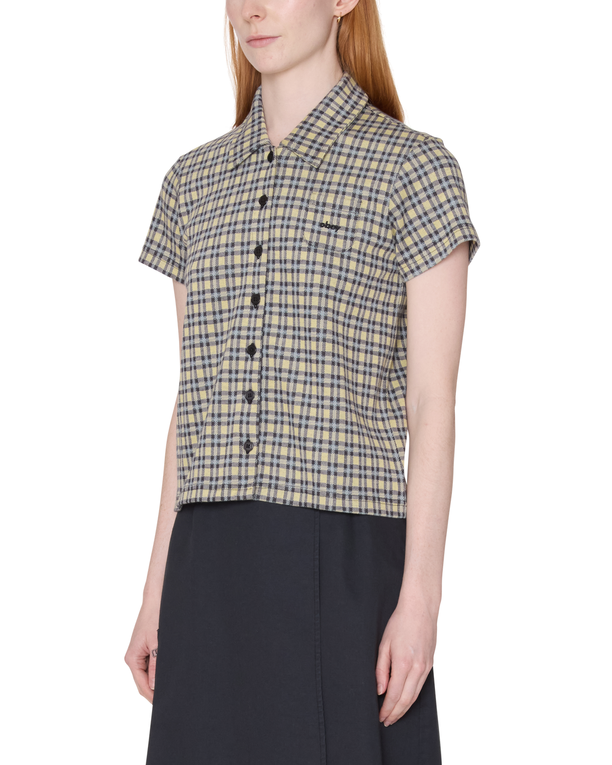 OBEY W LILA MICRO CHECK POLO SS