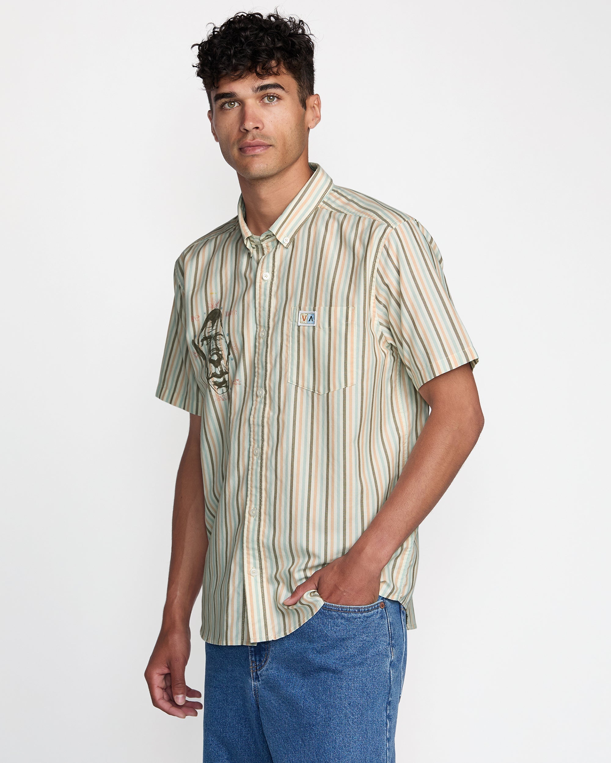 RVCA JACOBS ARCHIVE STRIPE SS 