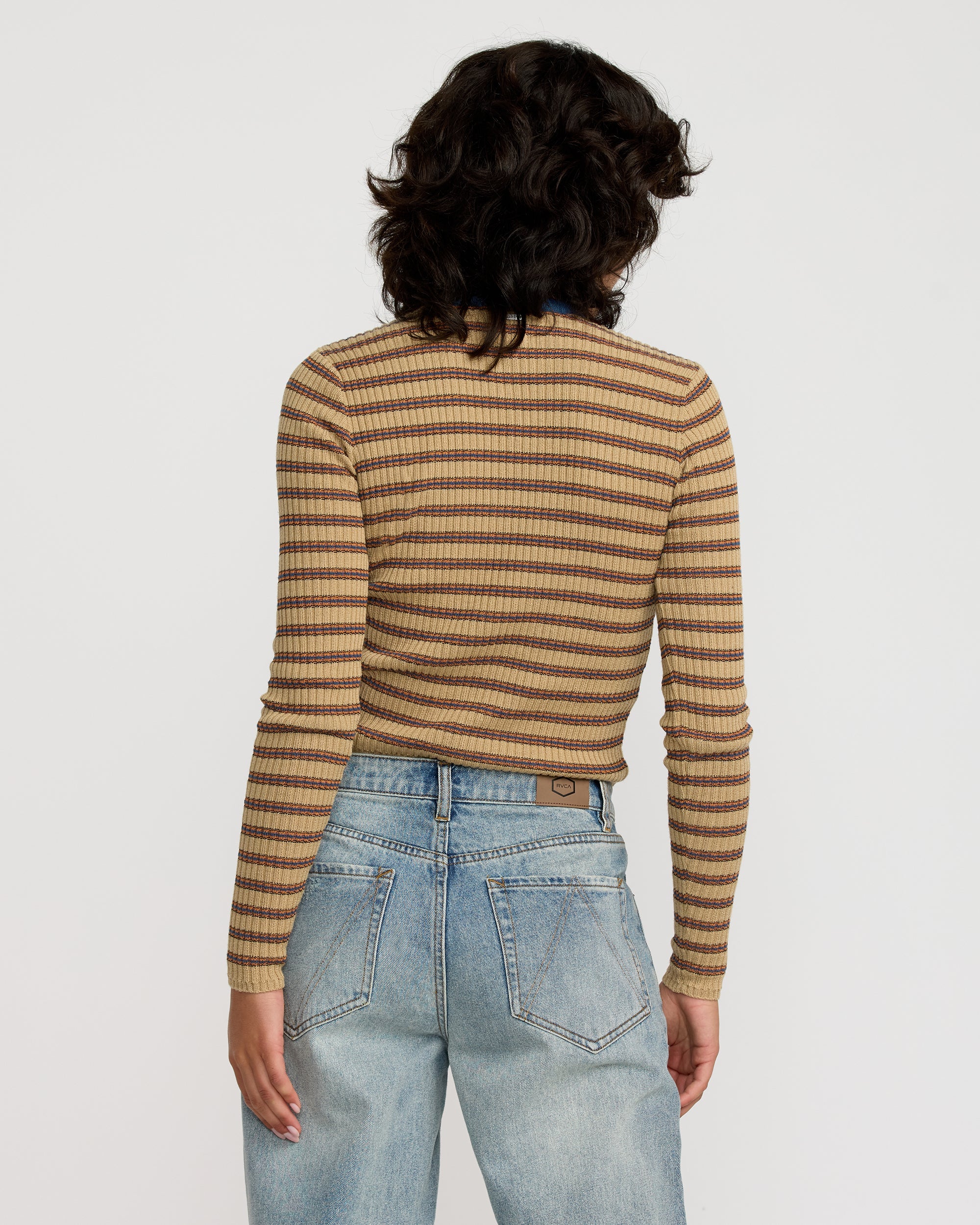 RVCA W BOND STRIPE LS SWEATER