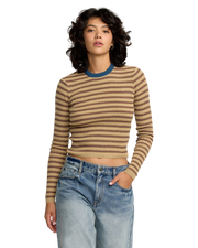 RVCA W BOND STRIPE LS SWEATER