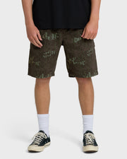BILLABONG BAD DOG ELASTIC SHORT - Green Camo - Face