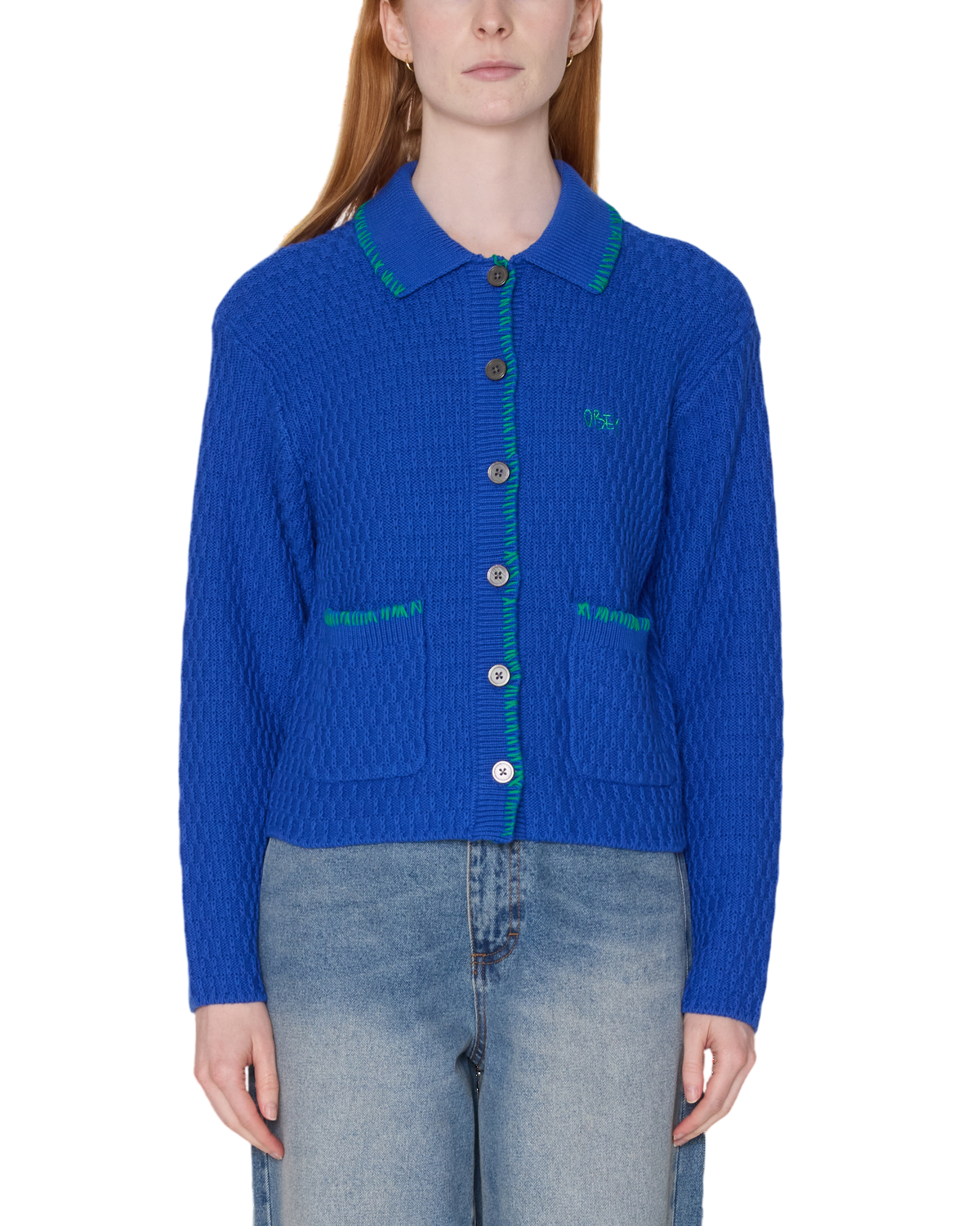 OBEY W AMELIE BUTTON DOWN SWEATER