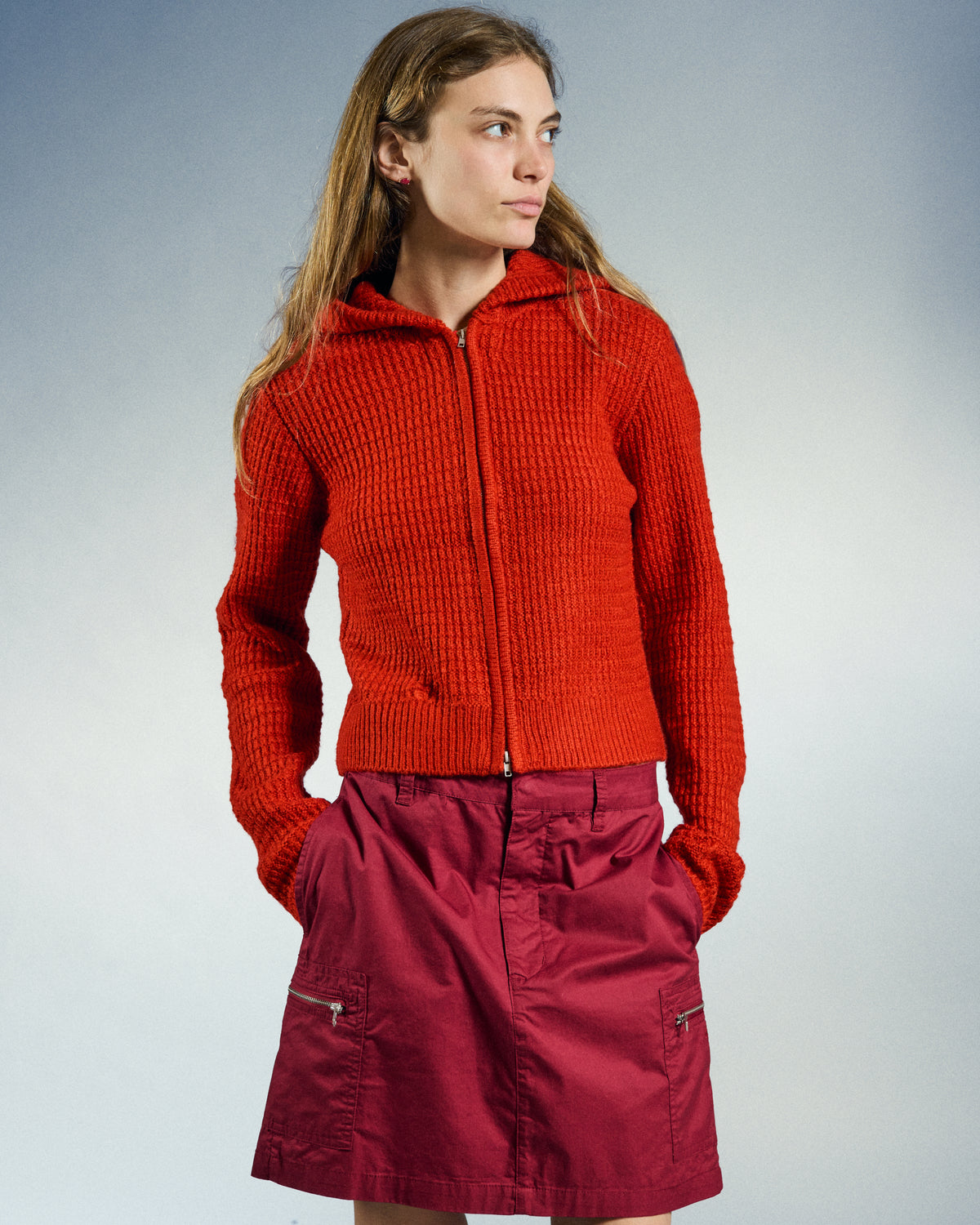 OBEY W GLENDA HOOD ZIP SWEATER