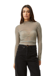 AFENDS W GAMBET RECYCLED SHEER LONG SLEEVE TOP
