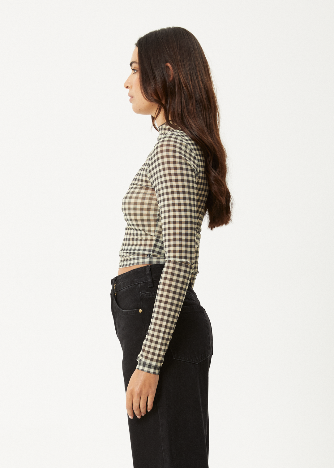 AFENDS W GAMBET RECYCLED SHEER LONG SLEEVE TOP