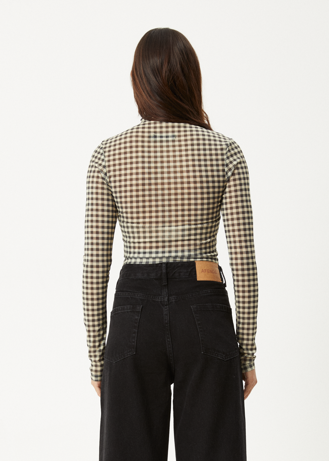 AFENDS W GAMBET RECYCLED SHEER LONG SLEEVE TOP