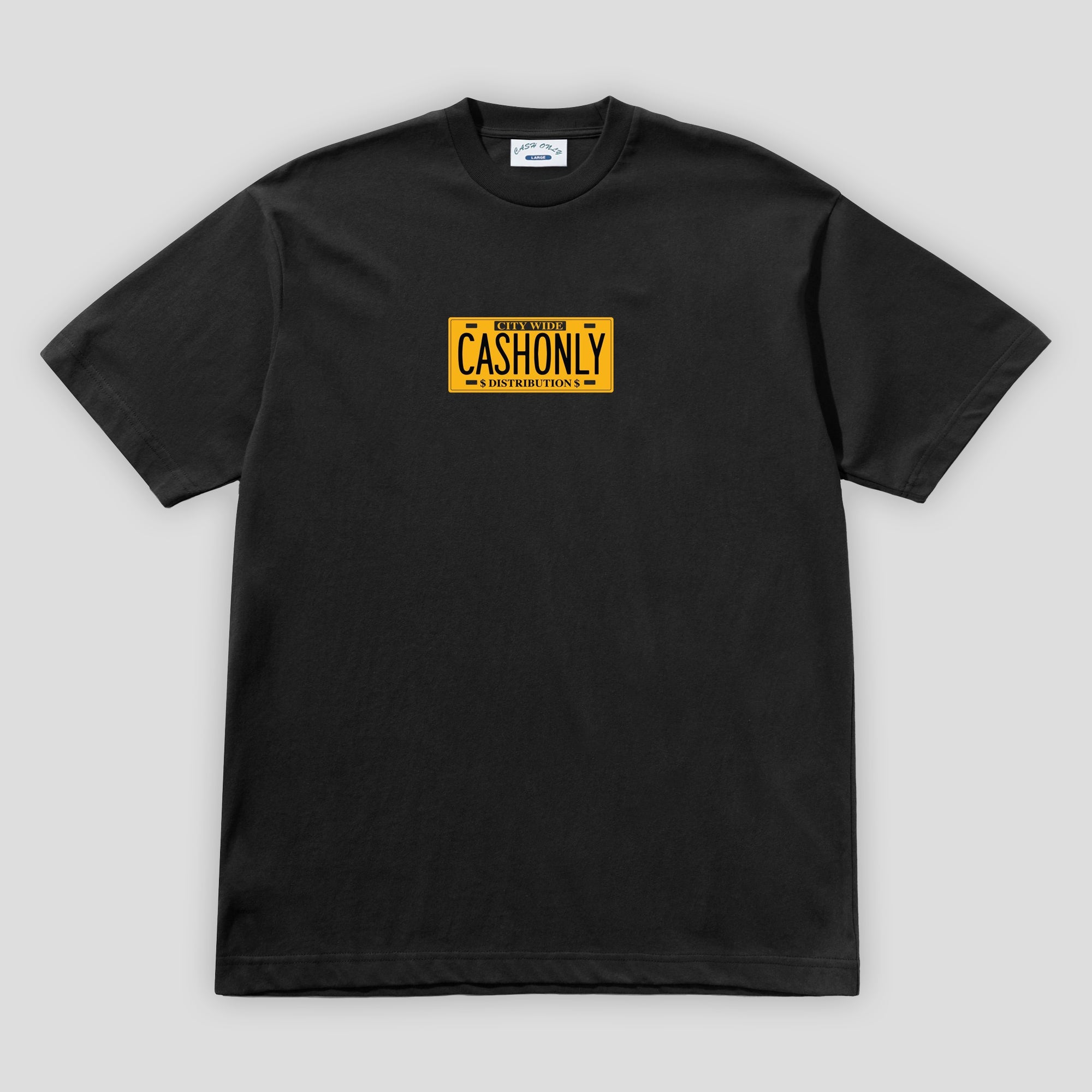CASH ONLY LICENSE PLATE TEE 