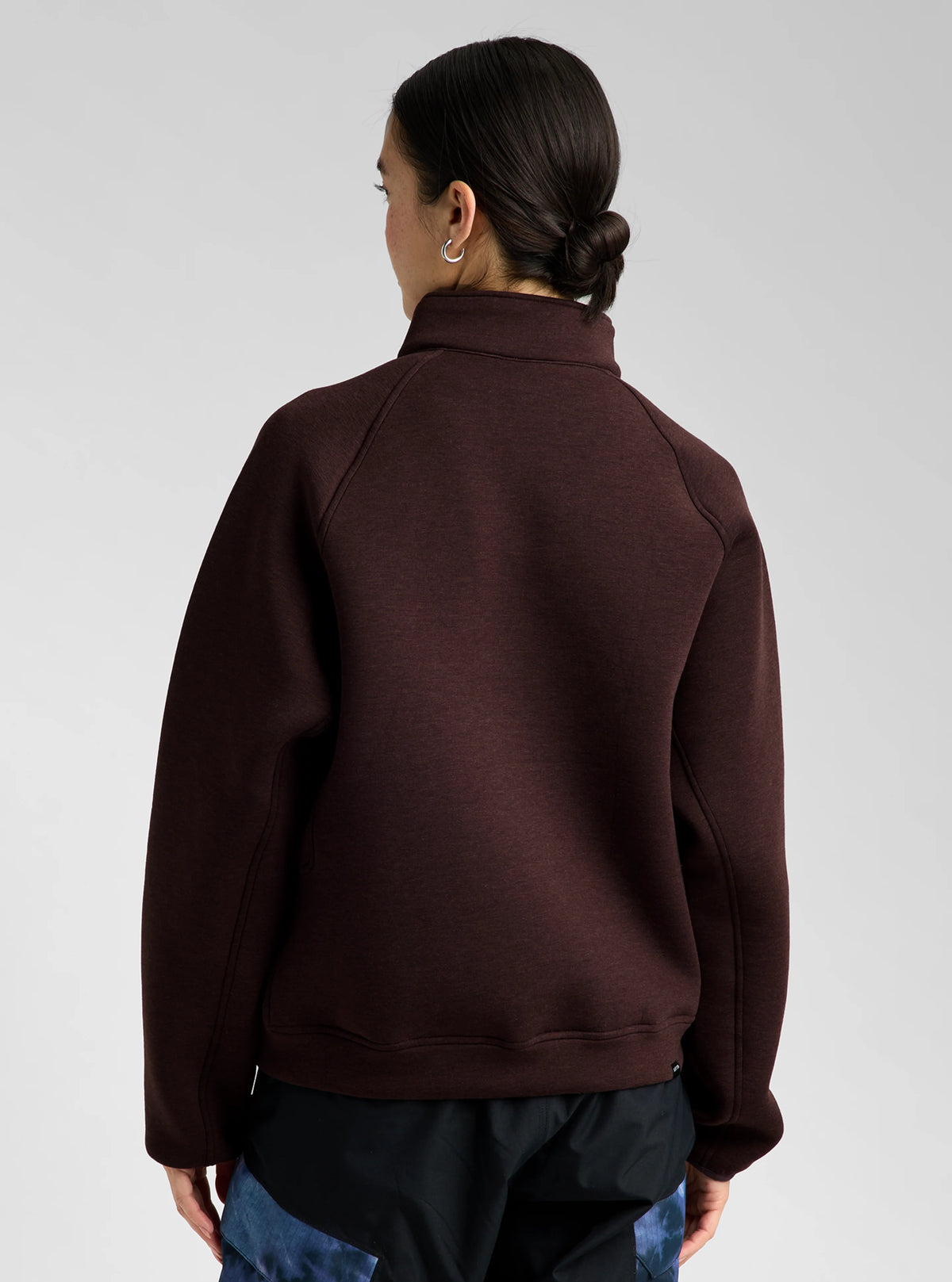 BURTON W SPACECLOUD 1/4 ZIP TOP BEAR HUG BROWN HEATHER