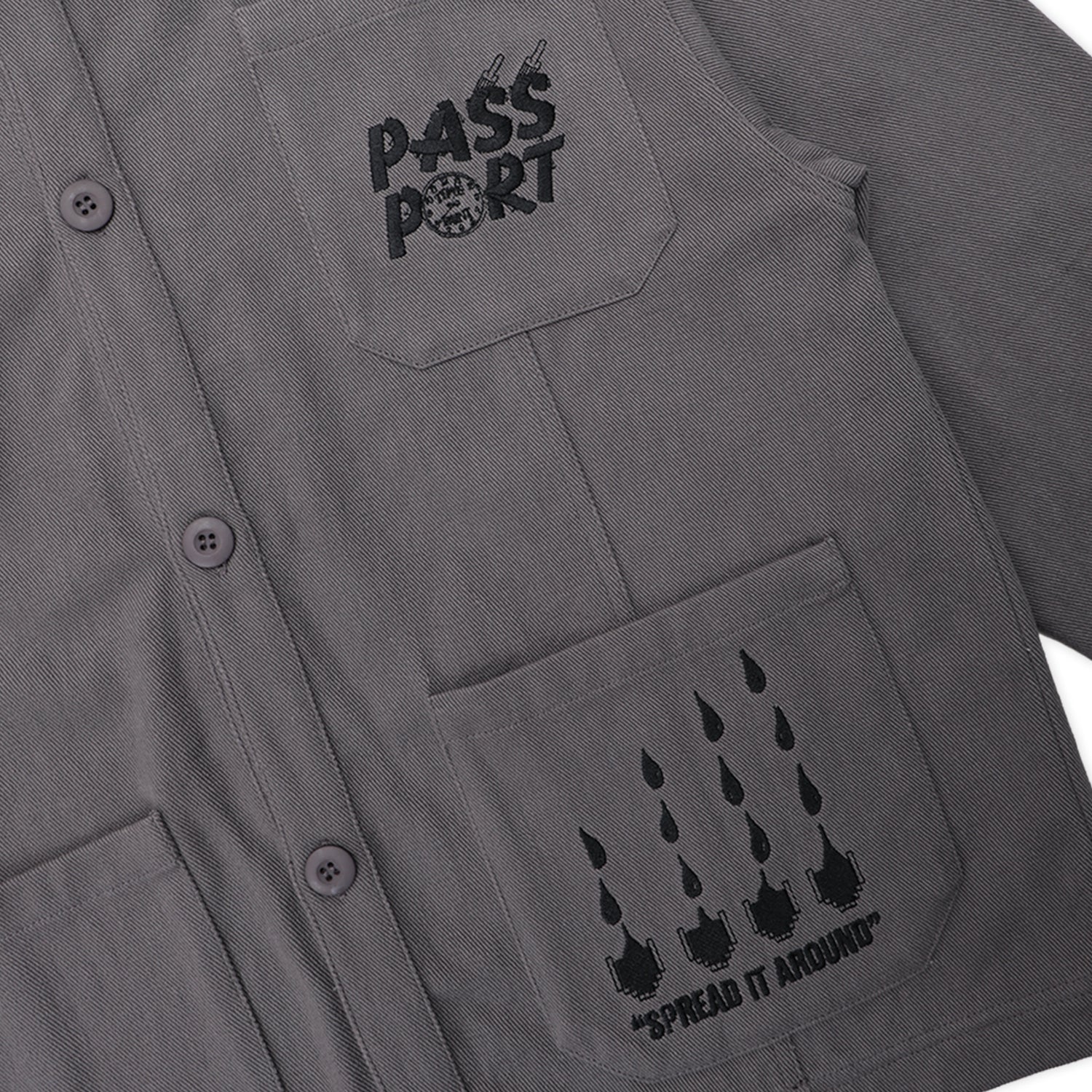 Passport Shop Rules Painters Jacket - Grey détail