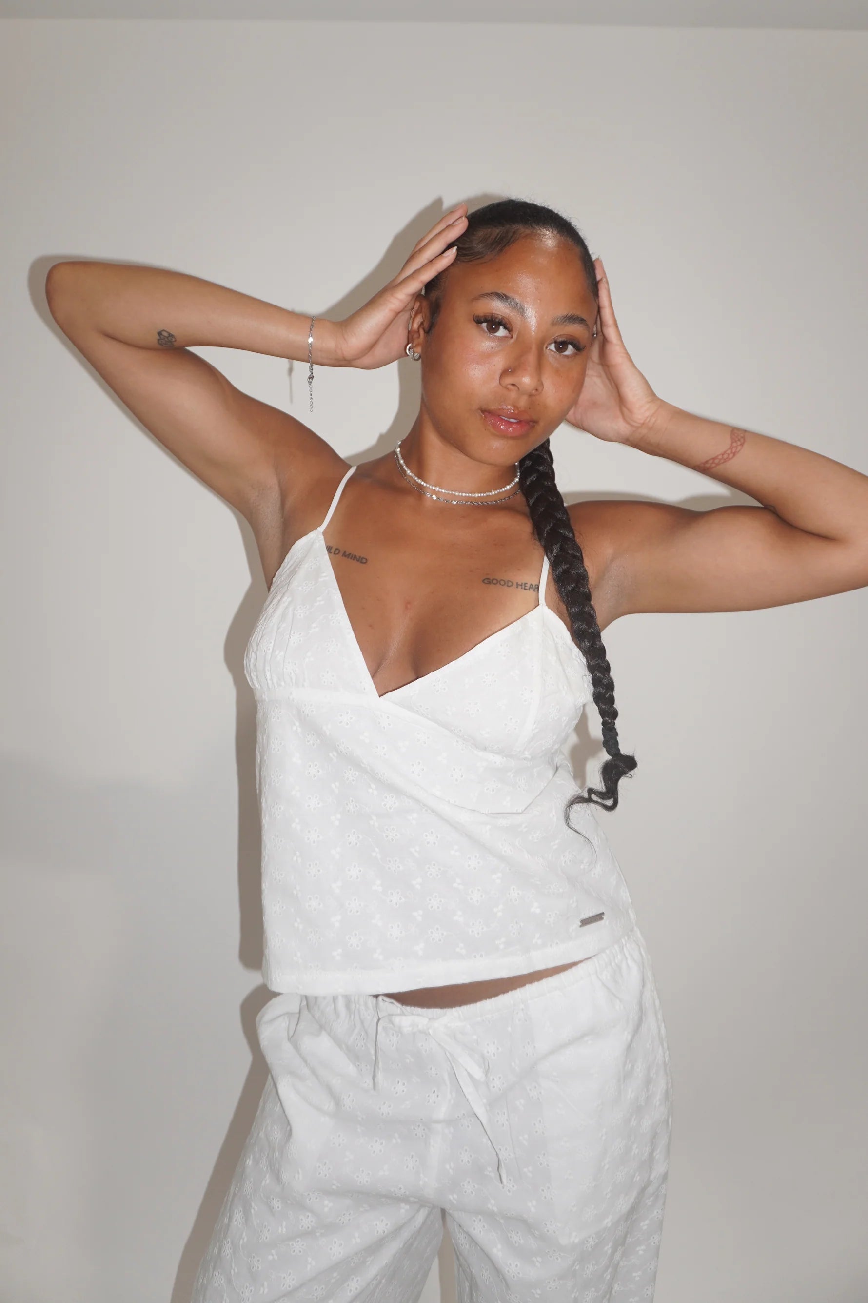 GIRL CRUSH W COTTON EMBROIDED TRIANGLE CAMI