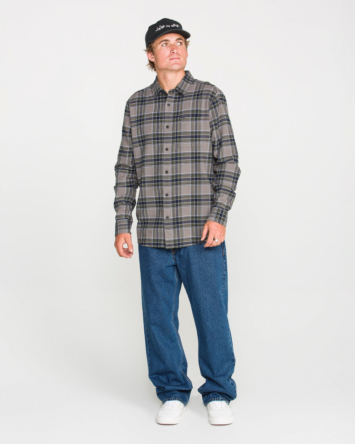 VOLCOM CADEN PLAID LS SHIRT Pewter - vue 5