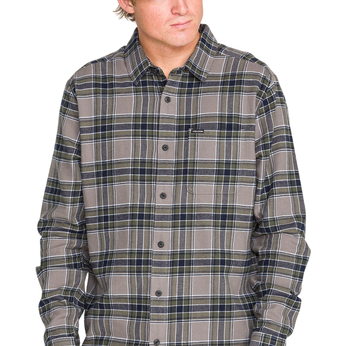 VOLCOM CADEN PLAID LS SHIRT Pewter - vue principale
