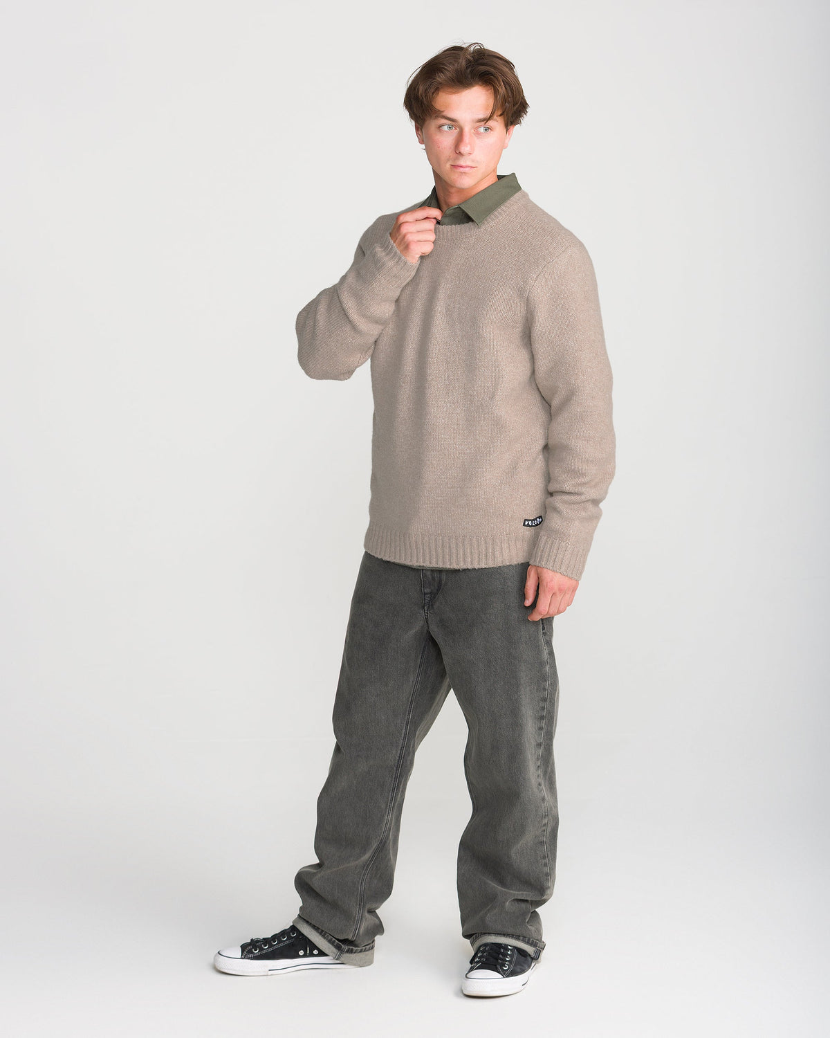 VOLCOM EDMONDER II SWEATER CASHMERE - porté, silhouette