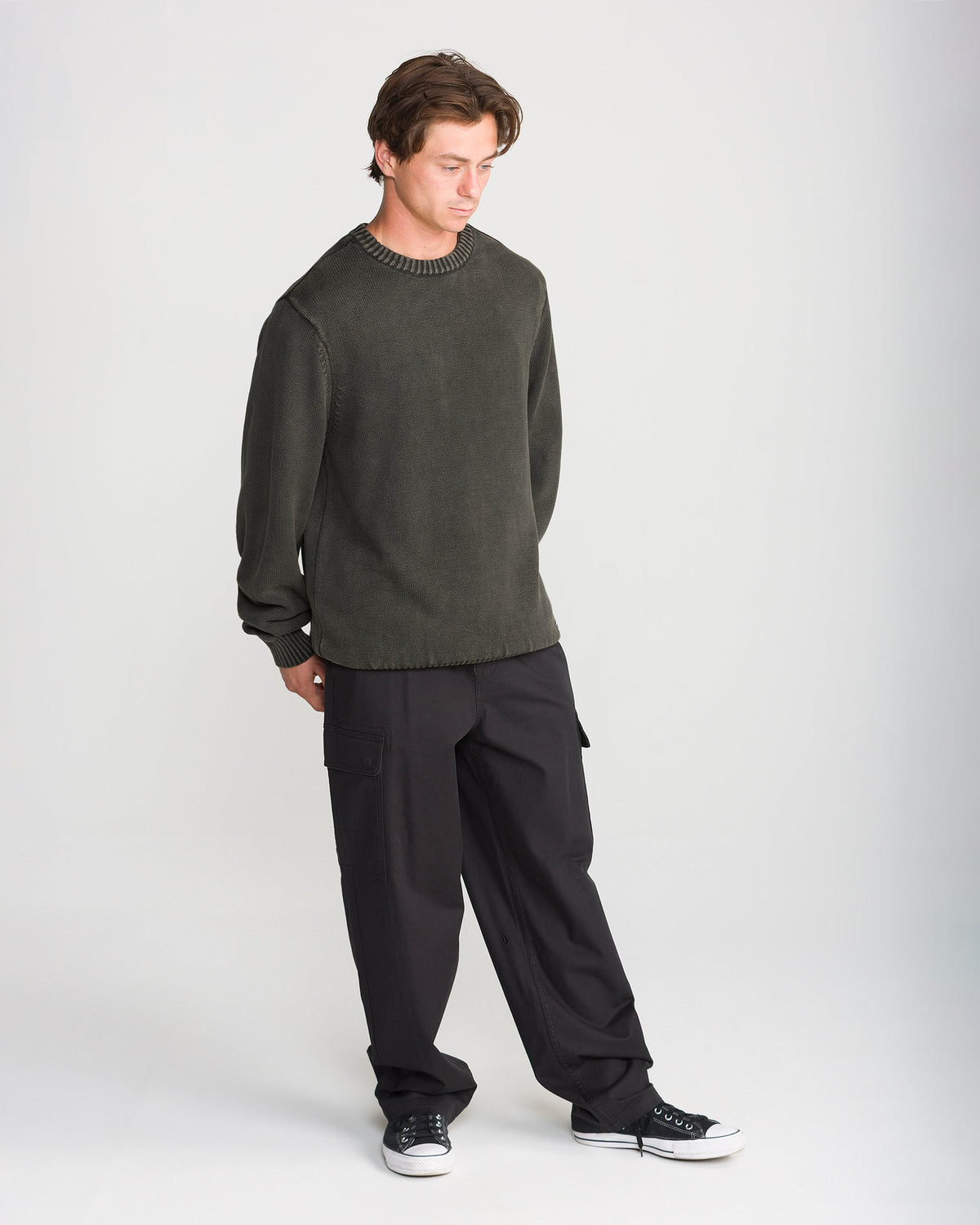 VOLCOM BLEACHED CREW SWEATER - CLIMBING IVY