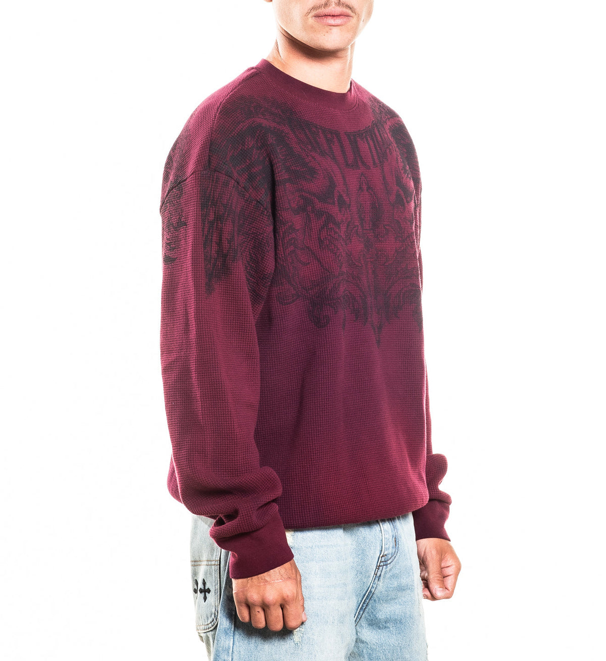 AFFLICTION WINGED UP LS THERMAL BURGUNDY POTASSIUM SPRAY