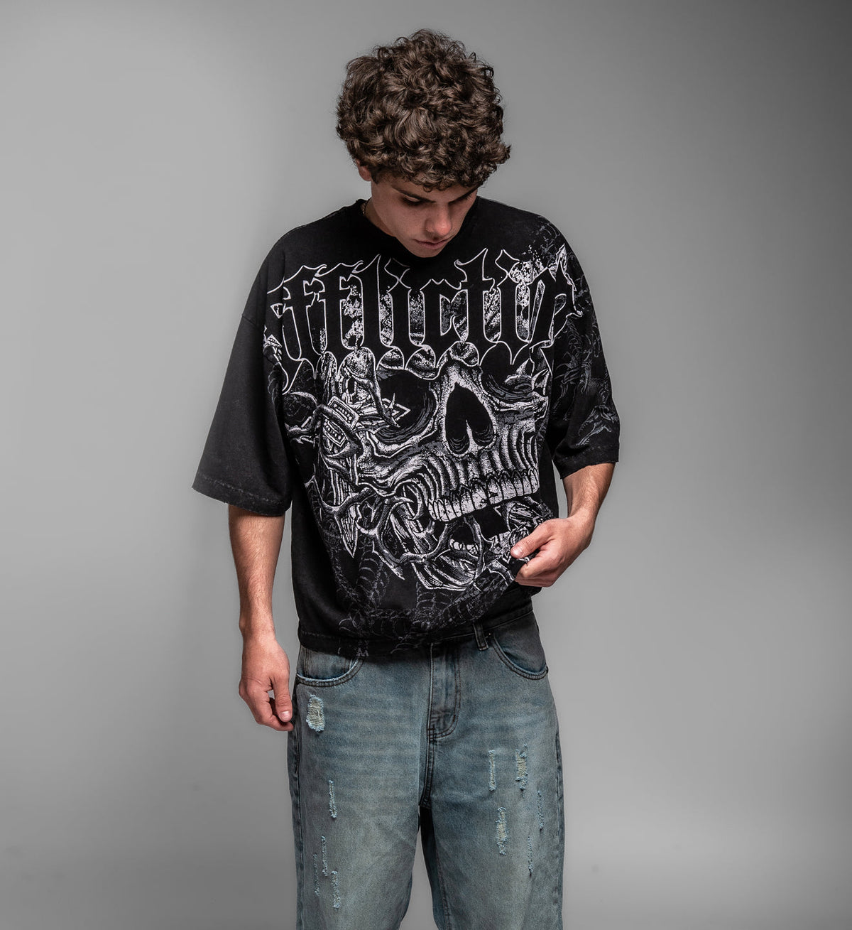 AFFLICTION SINISTER PATH SS TEE BLACK LAVA WASH