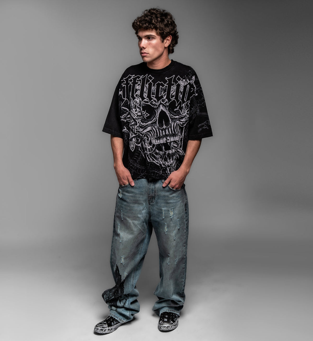 AFFLICTION SINISTER PATH SS TEE BLACK LAVA WASH