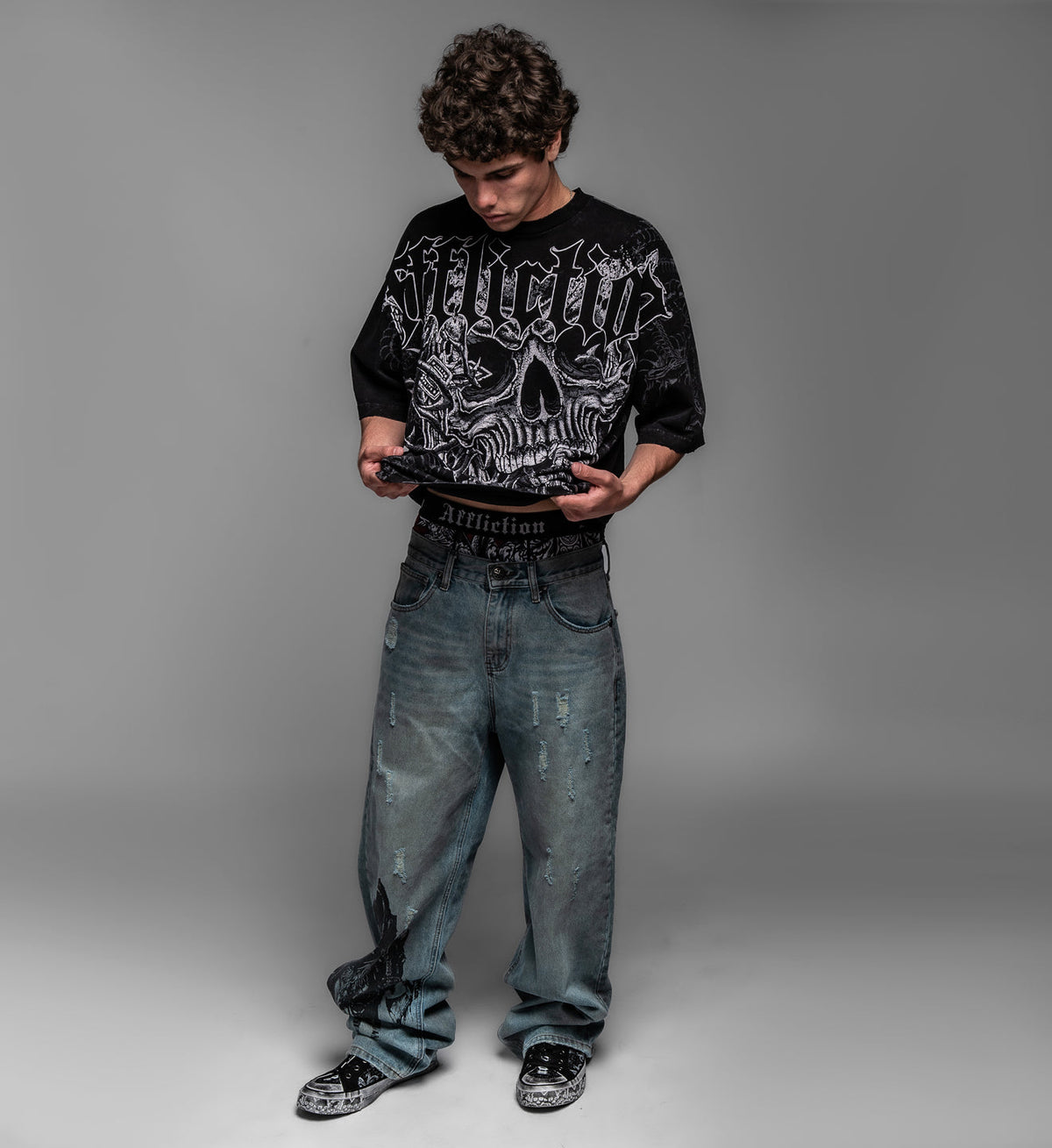 AFFLICTION SINISTER PATH SS TEE BLACK LAVA WASH