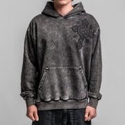 AFFLICTION VESPER LS OVERSIZED PO HOODIE BLACK HEAVY MINERAL WASH