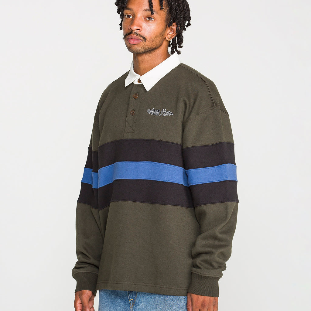 VOLCOM SCRATCH STONE FLEECE POLO RINSED BLACK côté