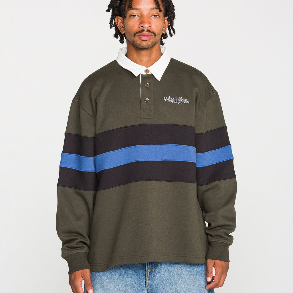 VOLCOM SCRATCH STONE FLEECE POLO RINSED BLACK
