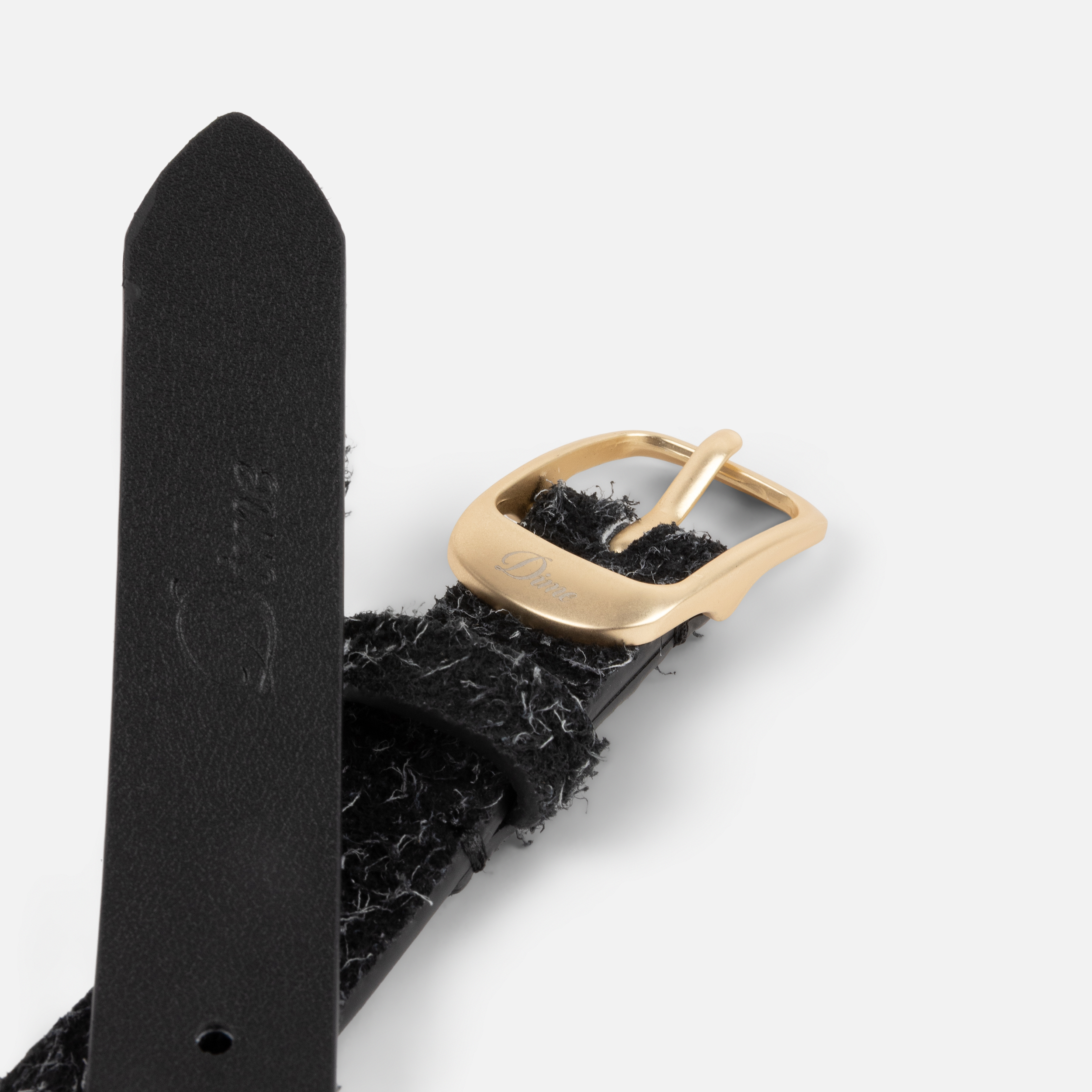 DIME DRESS LEATHER BELT - Shaggy Black détail