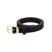 DIME DRESS LEATHER BELT - Shaggy Black
