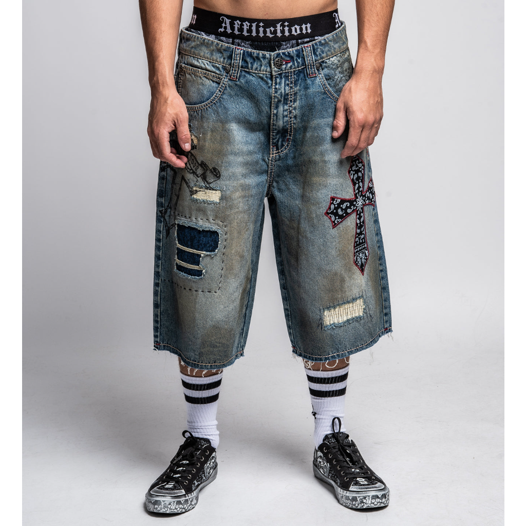 AFFLICTION SALVATION SHORT INDIGO