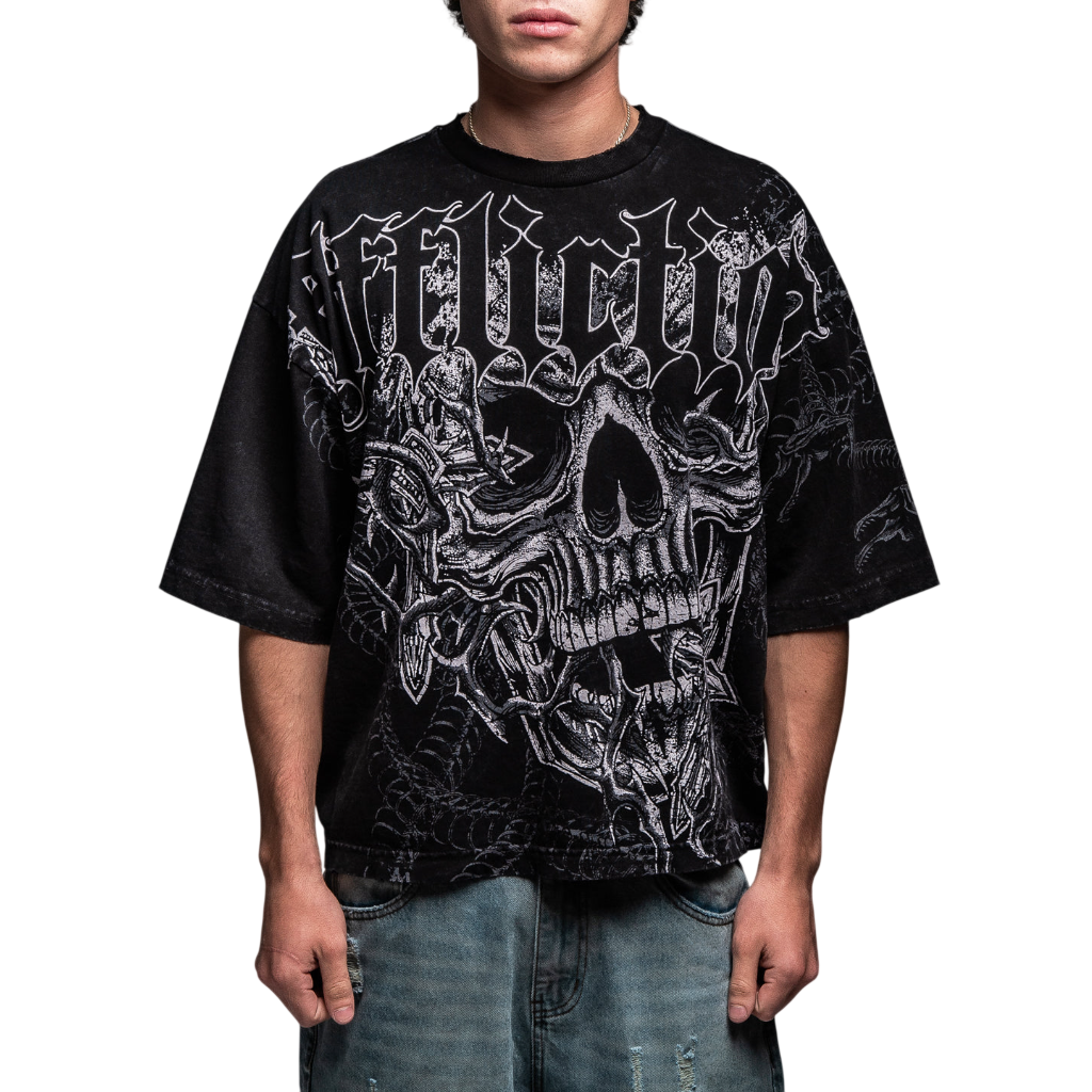 AFFLICTION SINISTER PATH SS TEE BLACK LAVA WASH