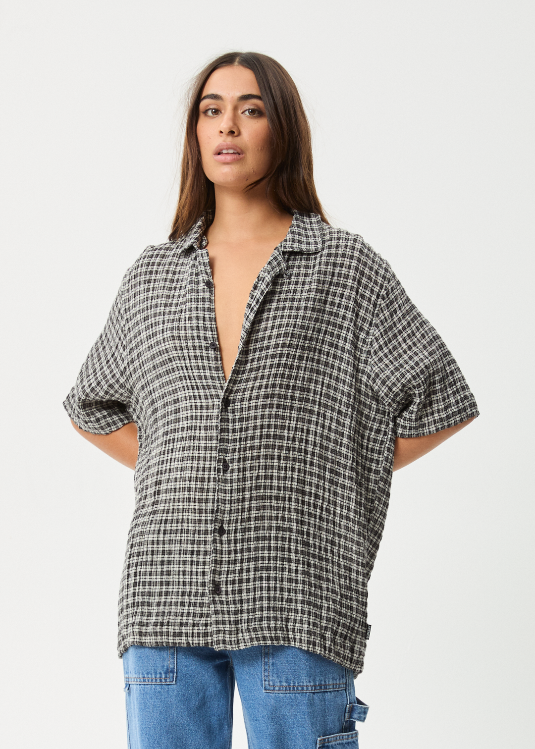 AFENDS W ASTA SEERSUCKER CUBAN SHORT SLEEVE SHIRT