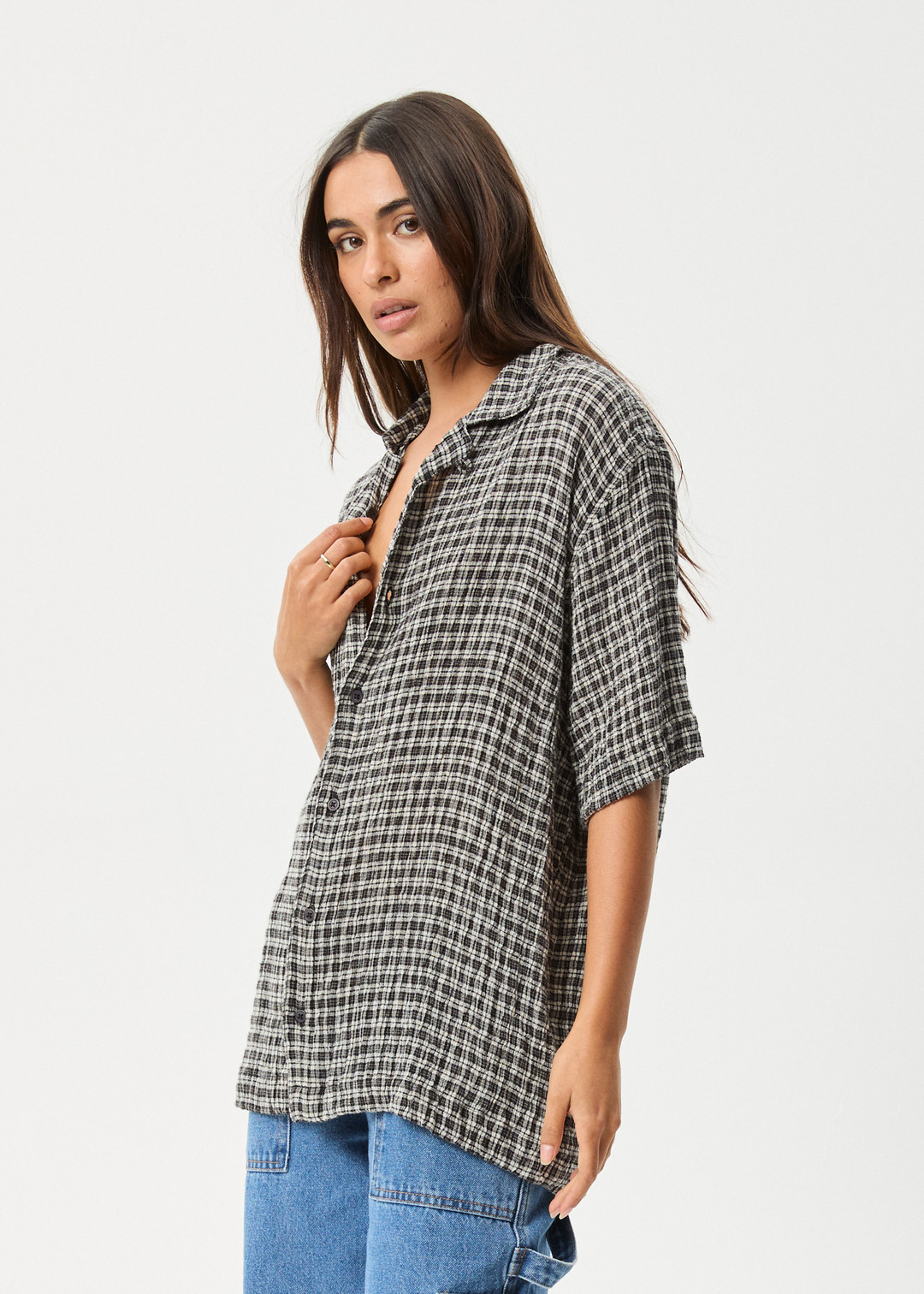 AFENDS W ASTA SEERSUCKER CUBAN SHORT SLEEVE SHIRT