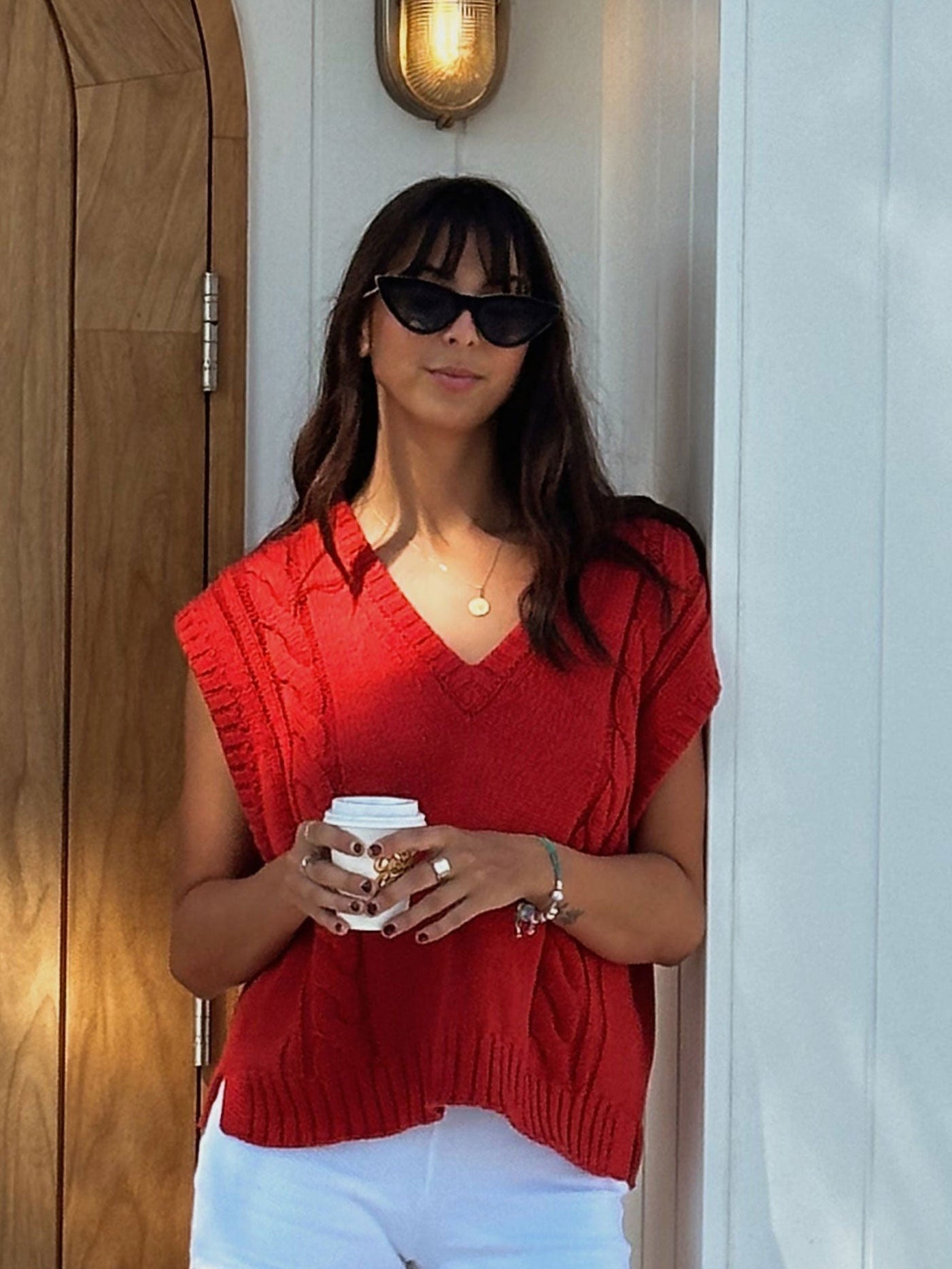 RHYTHM W STANLEY CABLE KNIT VEST