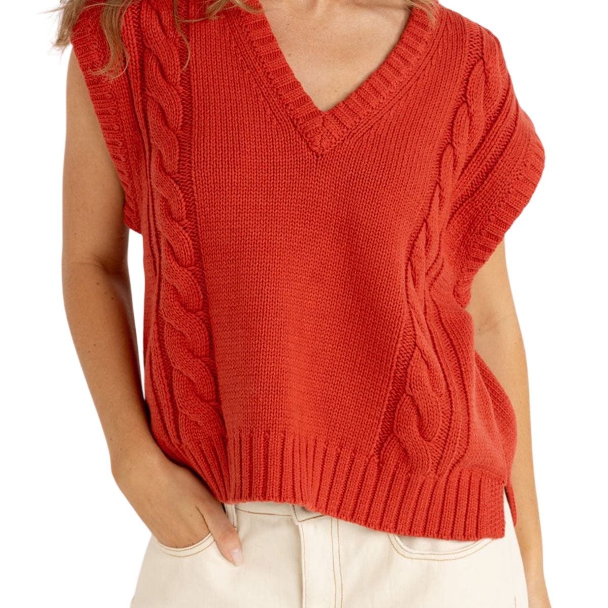 RHYTHM W STANLEY CABLE KNIT VEST