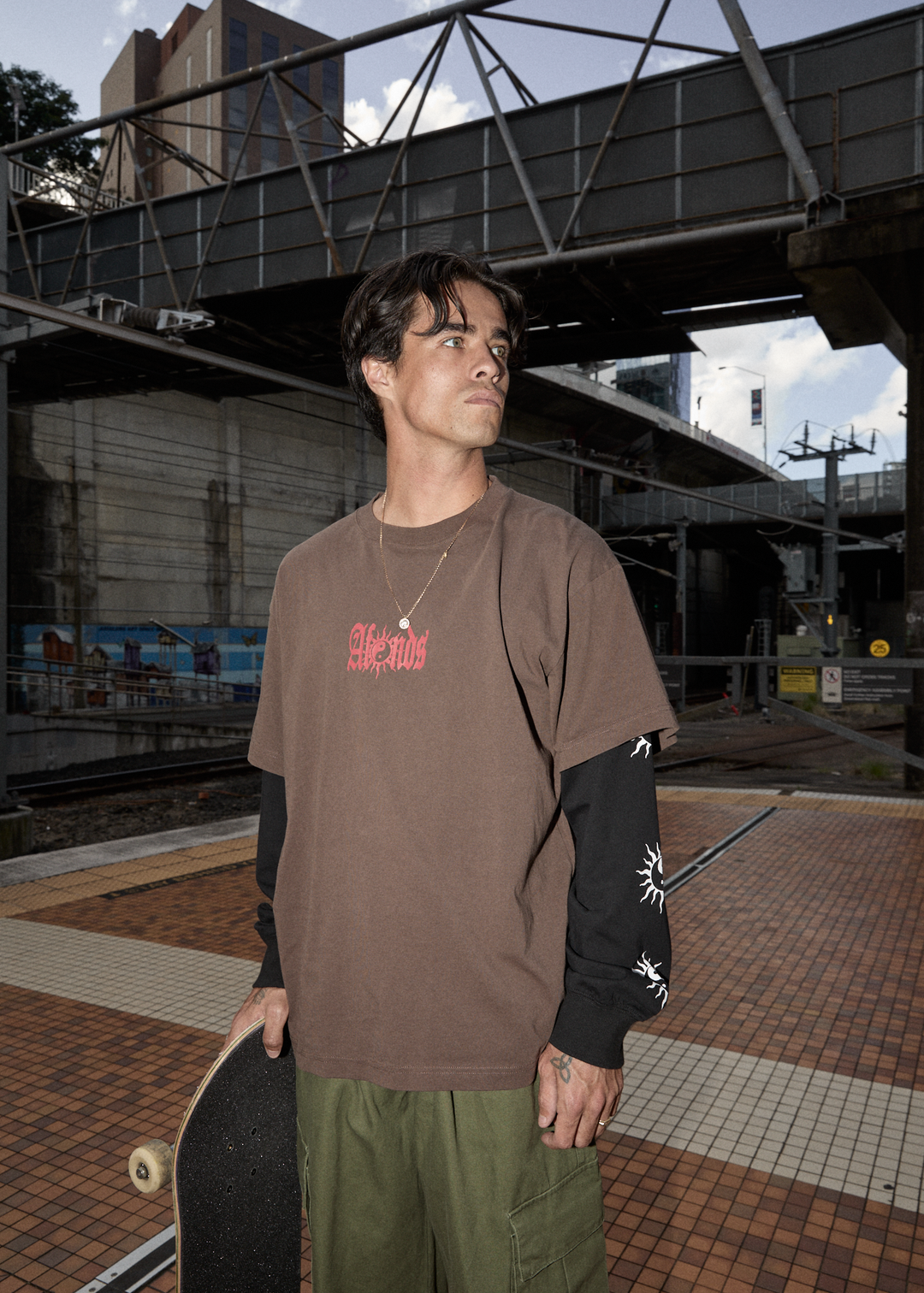 AFENDS DOUBLE TROUBLE RECYCLED LAYERED BOXY TEE