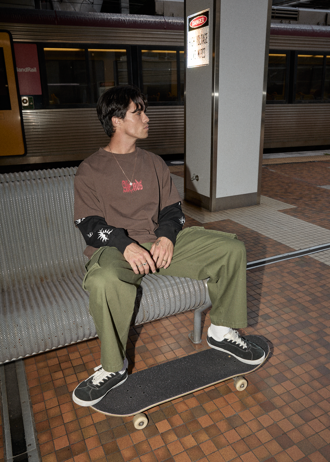 AFENDS DOUBLE TROUBLE RECYCLED LAYERED BOXY TEE