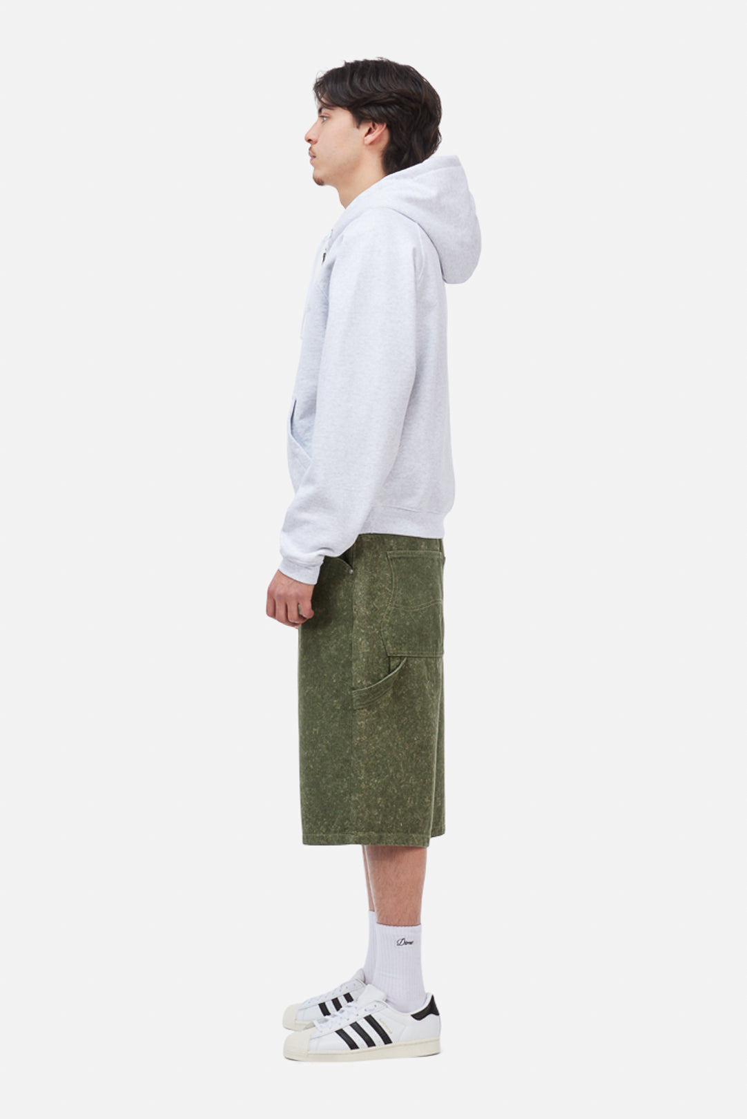 DIME Classic Small Logo Zip Hoodie Ash — porté 2