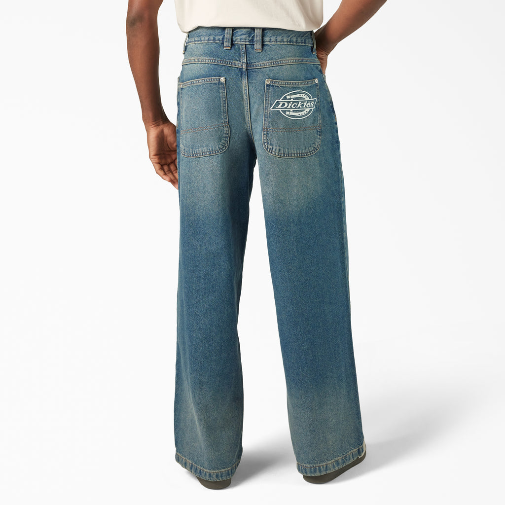Dickies Hilham Loose Fit Jeans Khaki Tinted Blue - dos