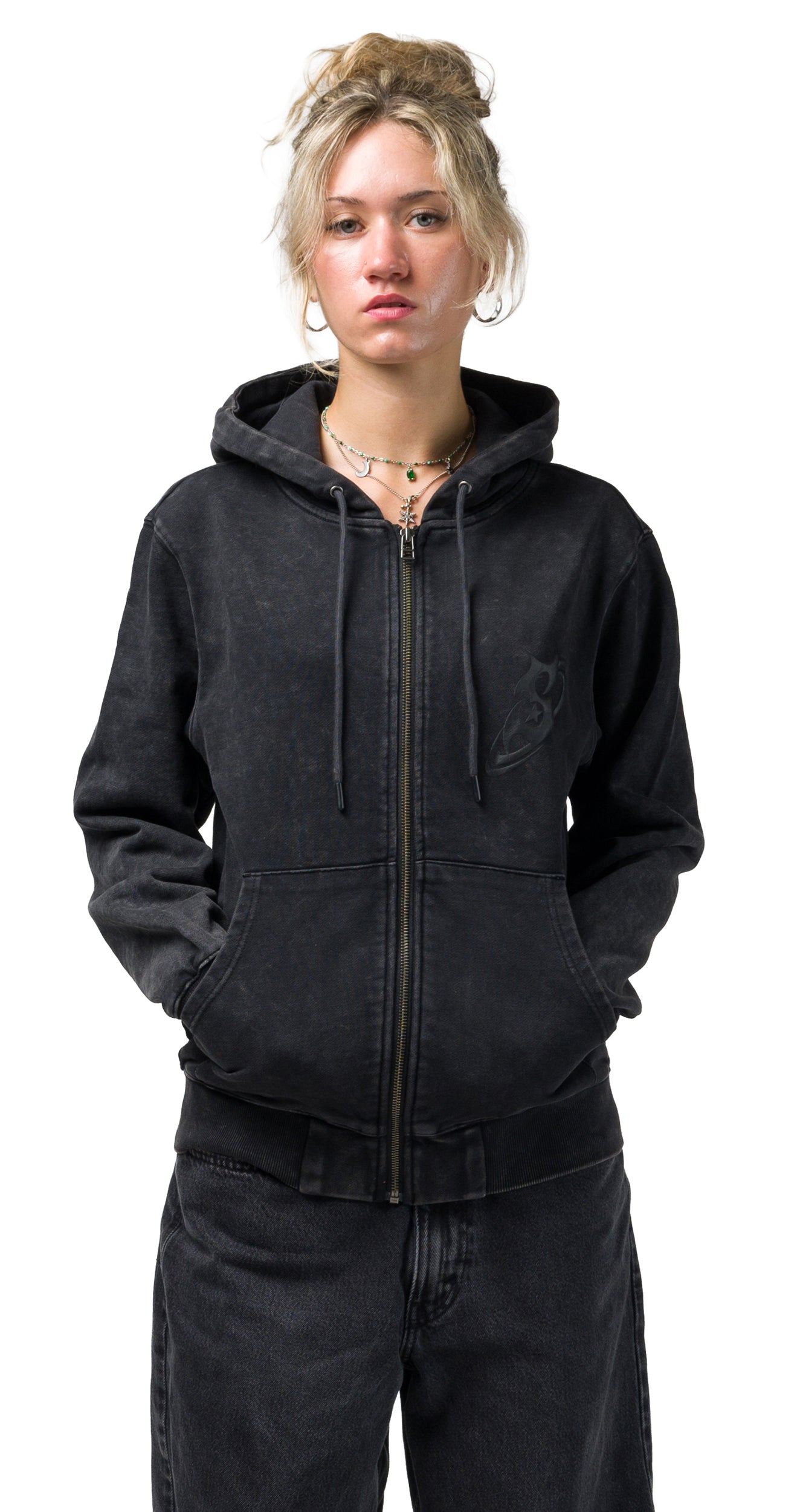 SOUVENIR DIRTY ZIP HOODY DIRTY BLACK