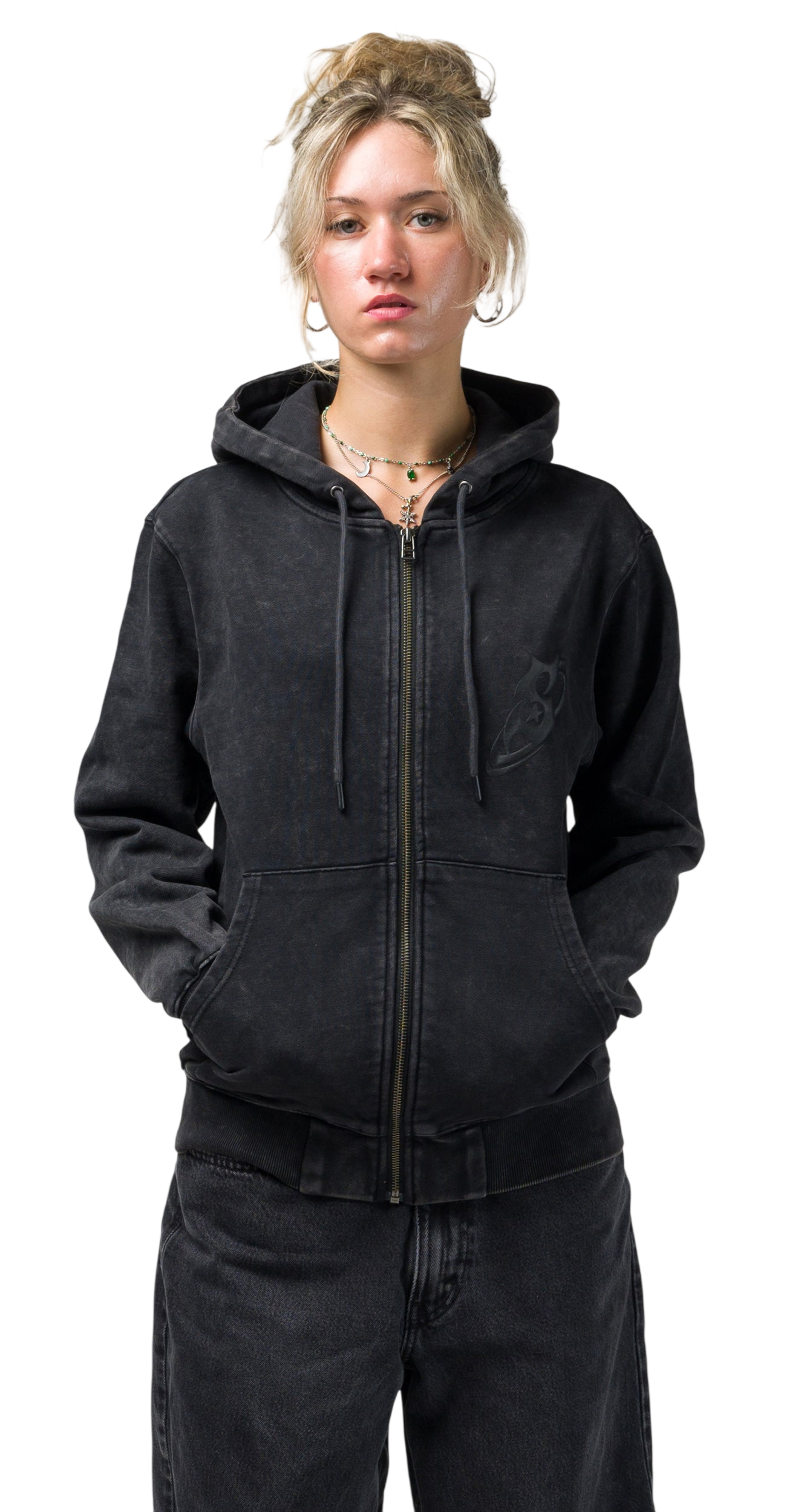 SOUVENIR DIRTY ZIP HOODY DIRTY BLACK