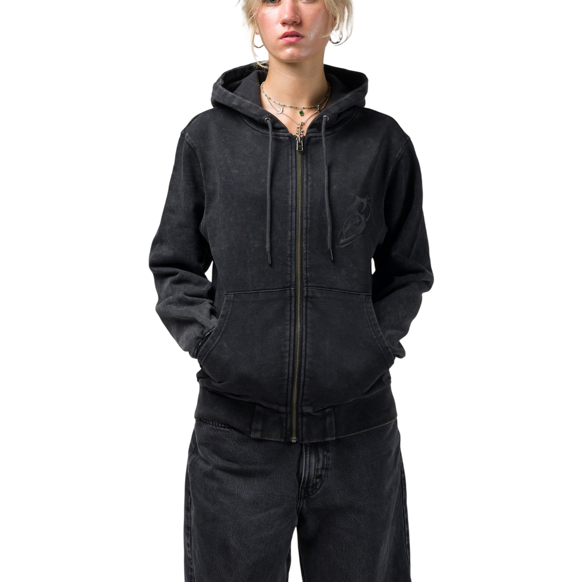 SOUVENIR DIRTY ZIP HOODY DIRTY BLACK
