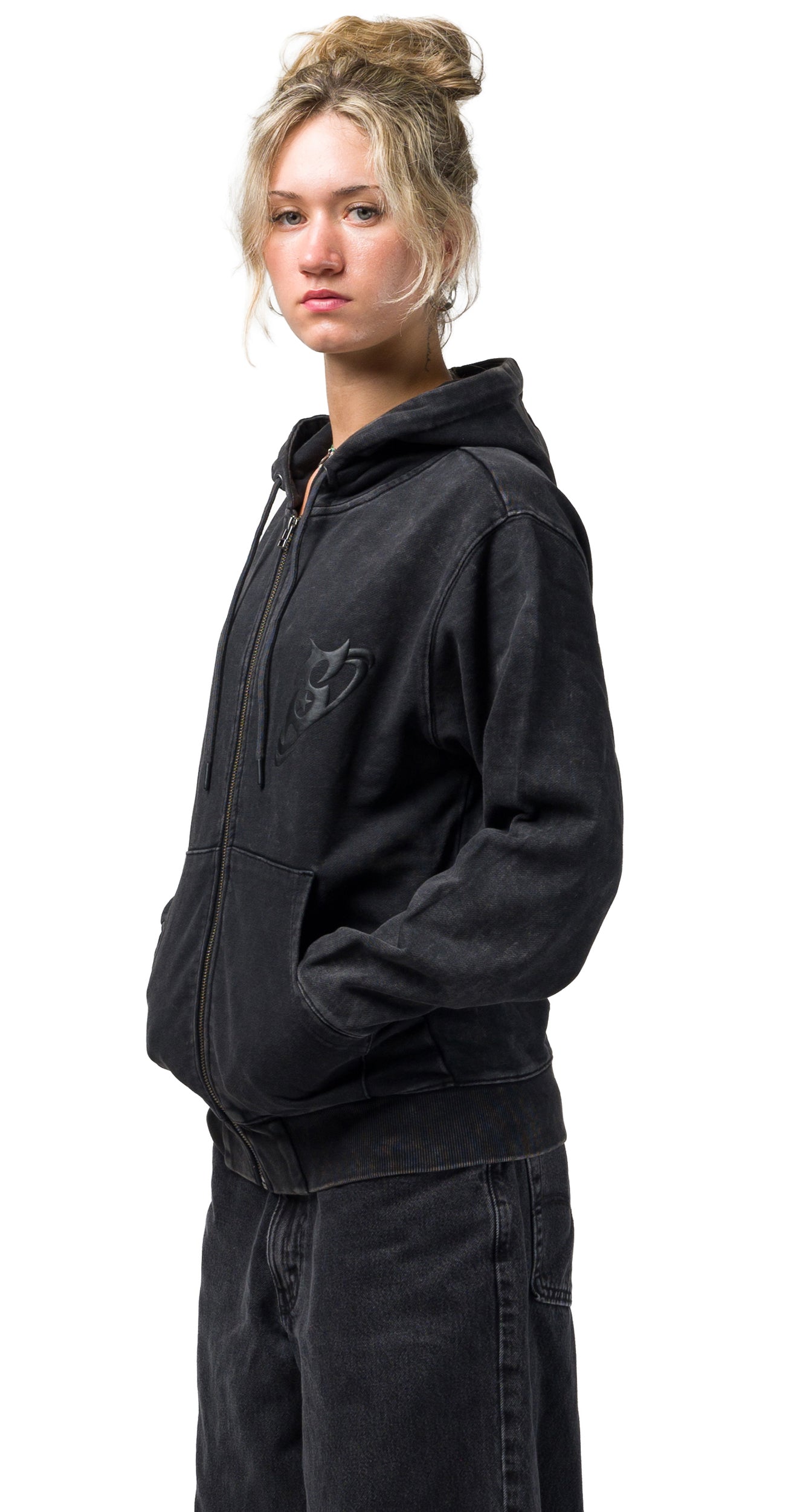 SOUVENIR DIRTY ZIP HOODY DIRTY BLACK