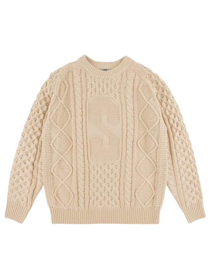 SOUVENIR ENGINEERED CABLE KNIT SWEATER