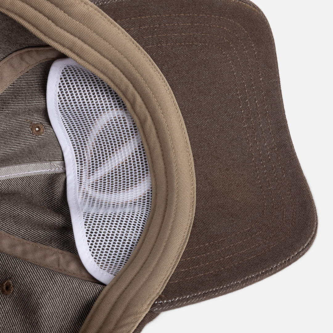 DIME Cursive Denim Worker Cap Brown — lifestyle 2