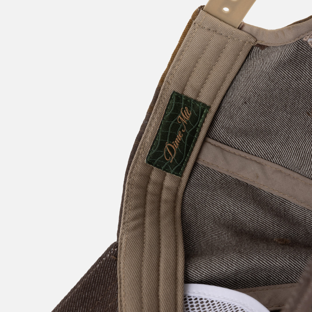 DIME Cursive Denim Worker Cap Brown — lifestyle 3