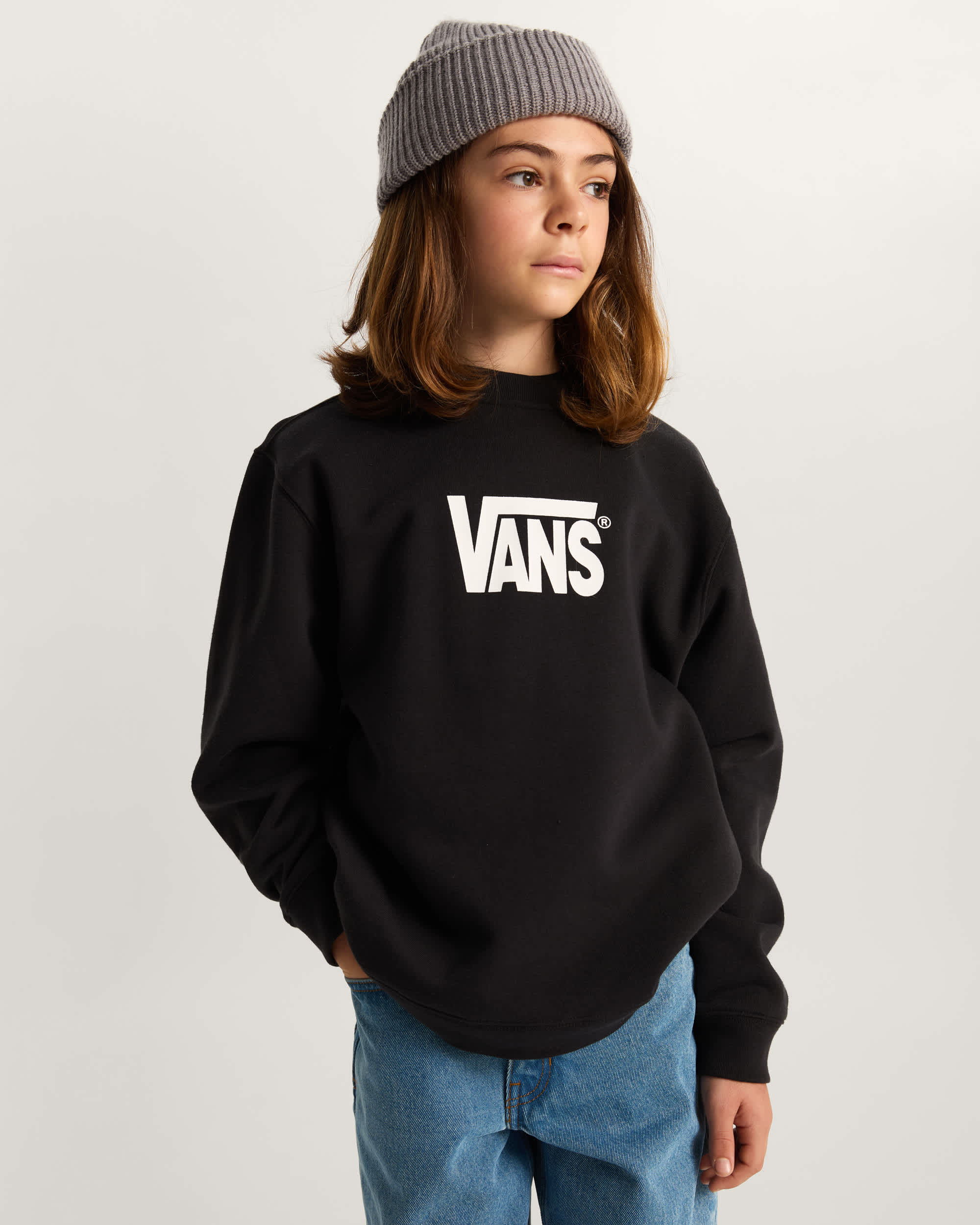 VANS Y Stretch Logo Crew - Black/White - vue alternative 2