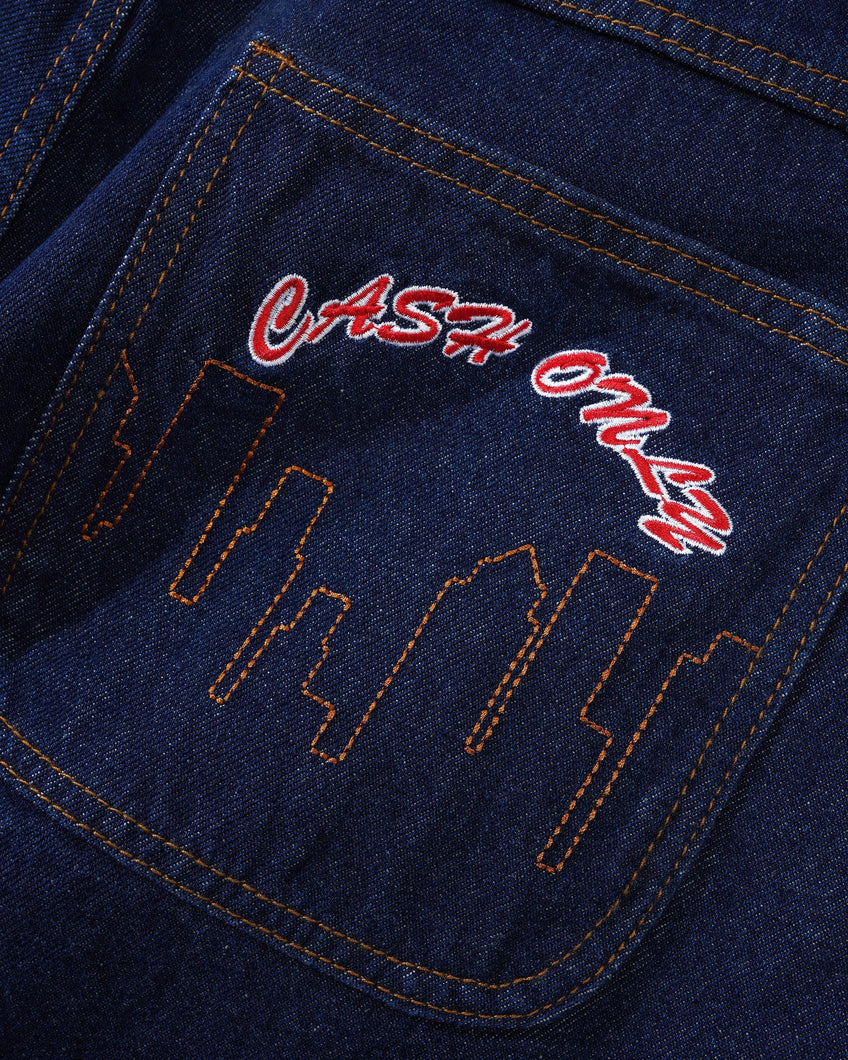 CASH ONLY LOGO BAGGY DENIM JEANS 