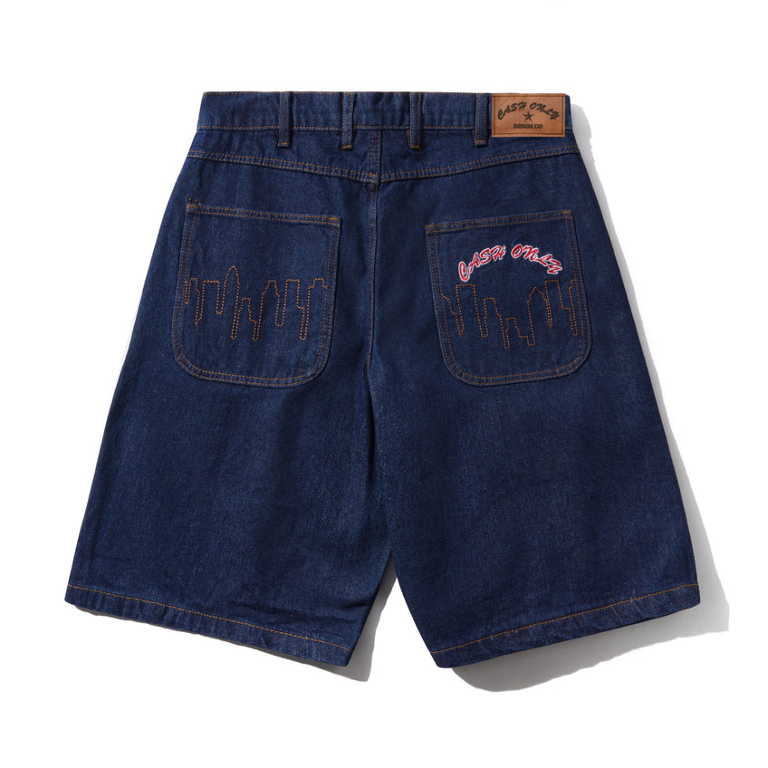 CASH ONLY LOGO DENIM SHORTS 
