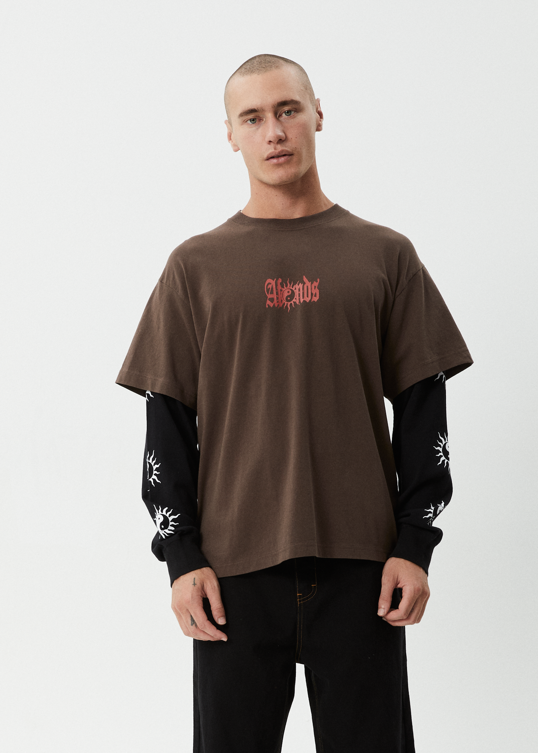AFENDS DOUBLE TROUBLE RECYCLED LAYERED BOXY TEE