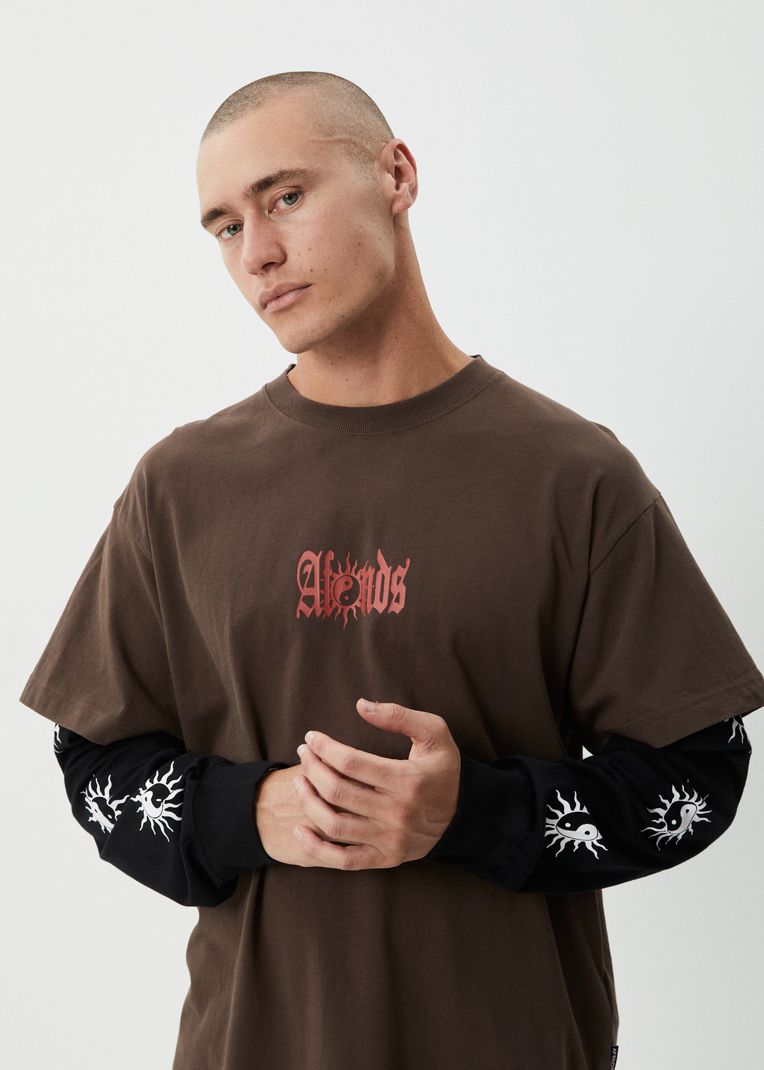 AFENDS DOUBLE TROUBLE RECYCLED LAYERED BOXY TEE
