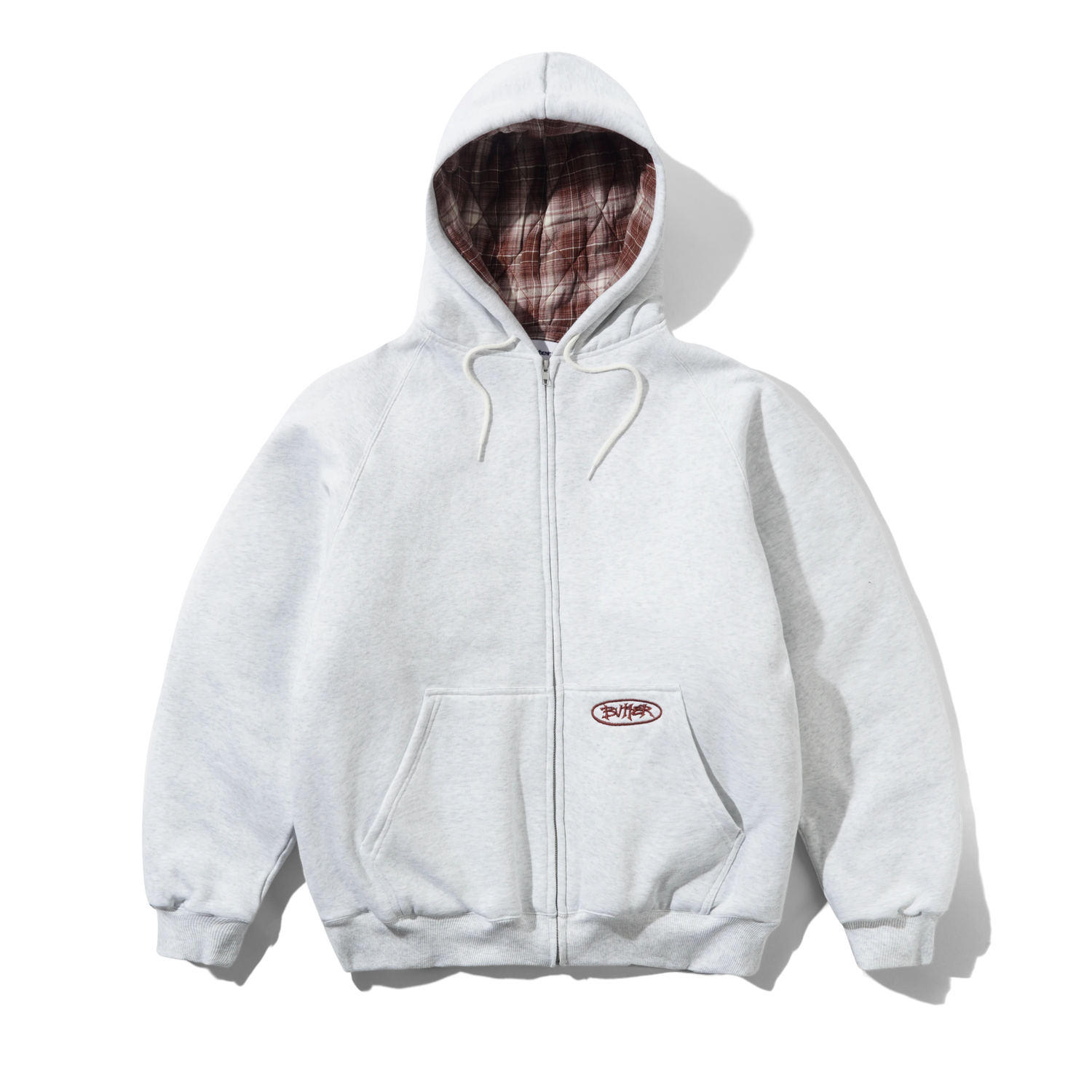 Butter Goods Plaid Lined Zip-Thru Hood Ash - vue principale